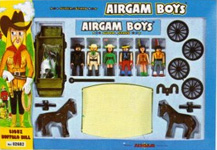 airgamboys 02682 - 3 sioux 3 cow boys con carreta y caballos